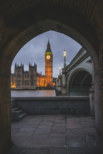 United Kingdom, England, London, Westminster Bridge Und Westminster Palace In The Evening