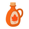 Bottle of maple syrup icon, cartoon style
