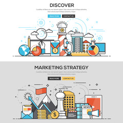 Wall Mural - flat design line concept -discover and marketing strategy