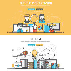 Wall Mural - set of flat line color banners design concepts for find the righ
