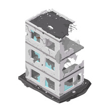 A Vector Illustration Of A Damaged Building Icon.
Isometric Building Destroyed By War Or A Natural Disaster.