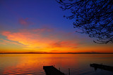Fototapeta Zachód słońca - La Albufera lake sunset in El Saler of Valencia