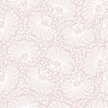 White Seamless Flower Lace Pattern On Pink Background