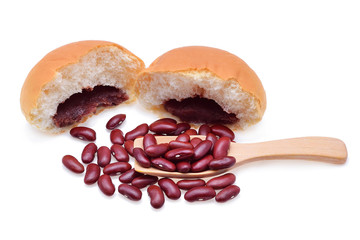 Red Bean Filled Bun on white background