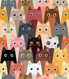 Fototapeta Koty - Cats. Cartoon vector seamless wallpaper.
