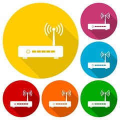 Poster - Router icons set with long shadow