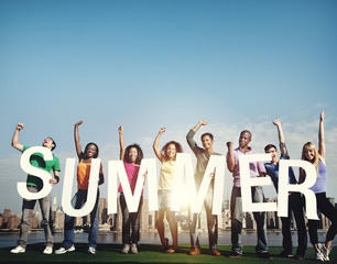 Poster - Summer Sun Sunshine Freedom Teenager Teamwork Concept