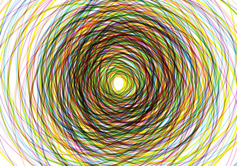 abstract colorful circle chaos lines. white background.