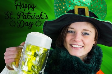 Canvas Print - Irish girl holding beer