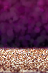 Poster - Gold and violet Glitter light background, defocused light,Mock u
