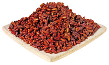 DISH OF DRIED POMEGRANATE SEEDS CUT OUT