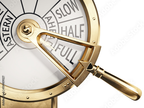 Cuadros en Lienzo Full Ahead concept - Vintage ships engine room telegraph on full speed ahead