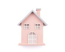 Small Wooden Toy House Isolated On White With Clipping Path