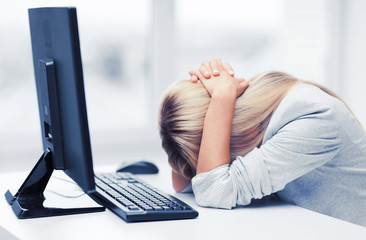 stressed woman with computer