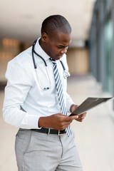 Wall Mural - african american doctor looking at x-ray