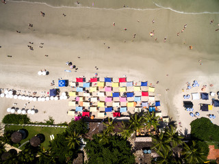 Poster - Top View of Colorful Umbrellas in Famous Beach in Brazil