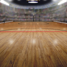 Basketball Arena With Copy Space Background. Rendered In Photoshop.
