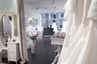 interior bridal shop, wedding store, shop window, view from changing area