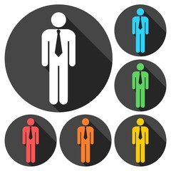 Poster - Businessman web icons set with long shadow