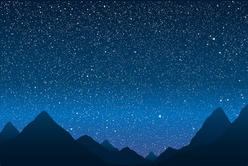 Wall Mural - silhouette of mountains. starry sky. eps 10.