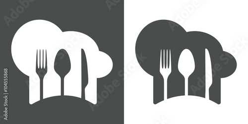 Fotografie, Obraz Icono plano gorro de cocinero y cubiertos #2