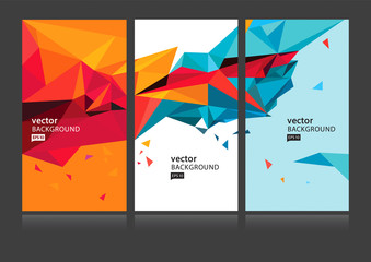 Wall Mural - vector set, abstract geometric creative background. red, yellow, blue triangles. eps 10