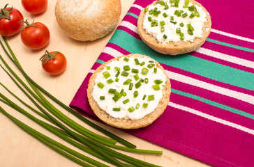 buns with cottage cheese and fresh radish