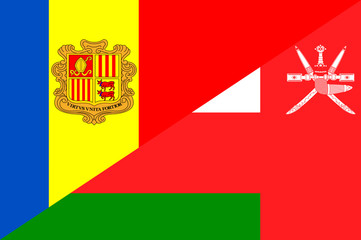 Waving flag of Oman and Andora 