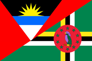 Waving flag of Dominica and Antigua and Barbuda