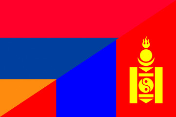 Waving flag of Mongolia and Armenia 