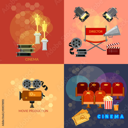 Fotografie, Obraz Set of movie design elements cinema festival movie tickets