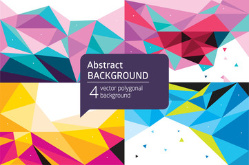 Wall Mural - vector set colorful geometric abstract polygonal banner background