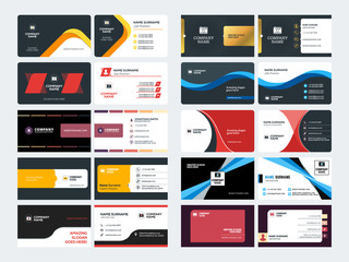 Wall Mural - Set of Creative and Clean Corporate Business Card Print Templates. Flat Style Vector Illustration. Stationery Design