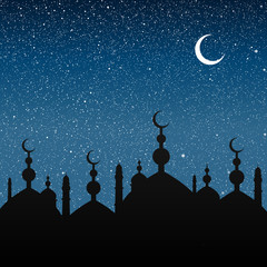 Wall Mural - silhouette of a mosque. starry sky. eps 10.