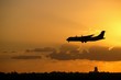 Airplane on sunset
