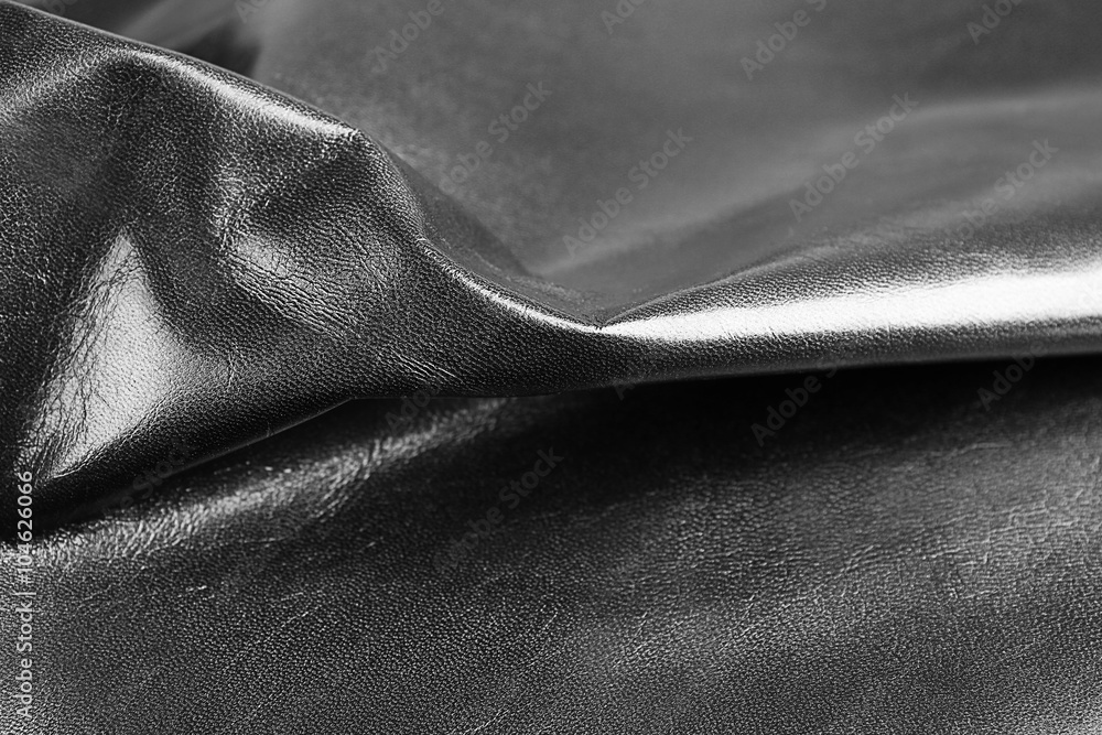 Black leather texture close up