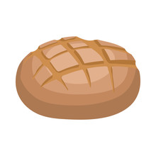 Rye Bread Icon, Cartoon Style