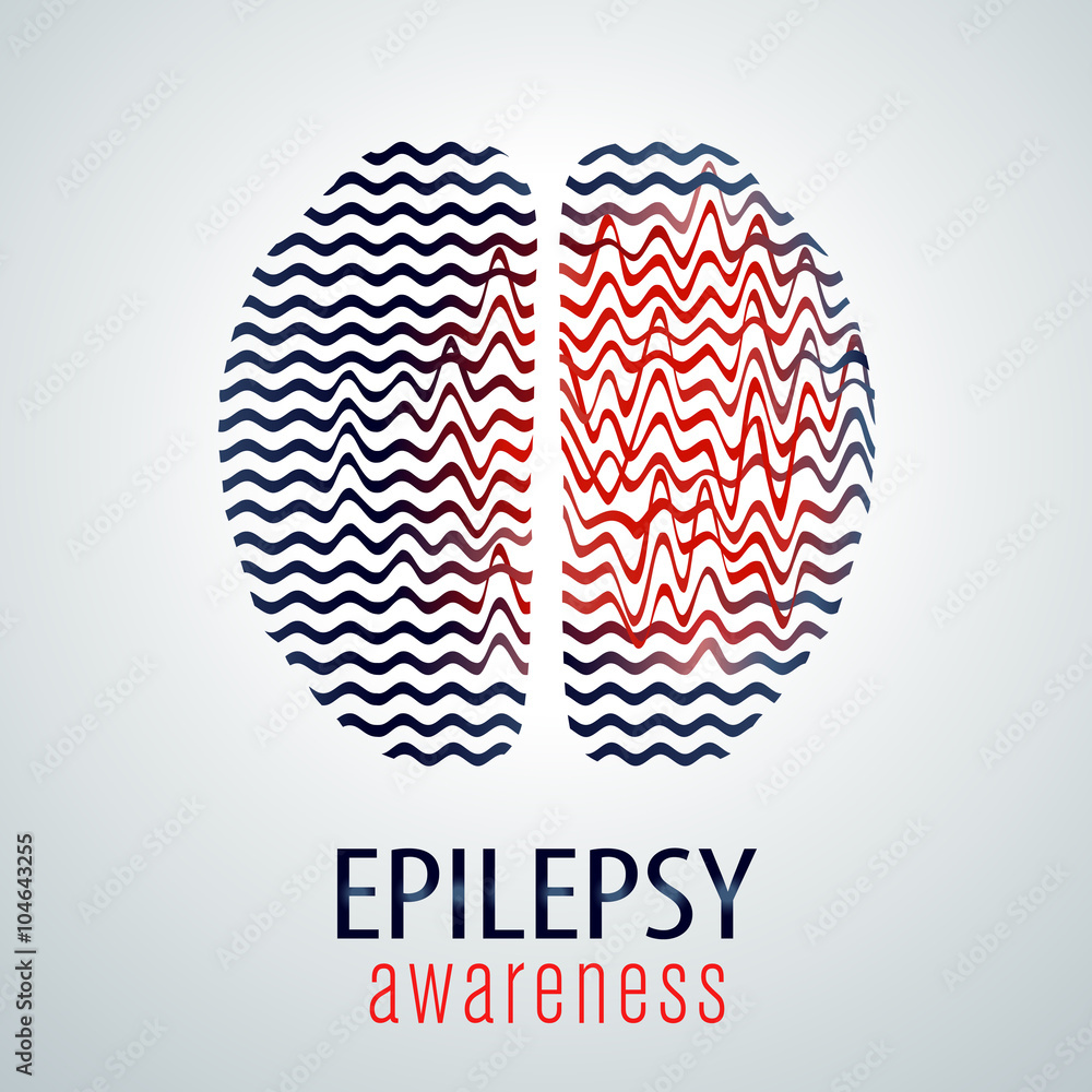 Human brain with epilepsy activity, epilepsy awareness, vector ...