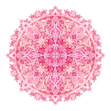 Watercolor Mandala. Traditional Lace Isolated On White Background.