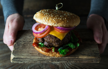 Big burger with beef and cheese