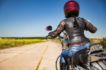 Fototapete - Biker girl First-person view