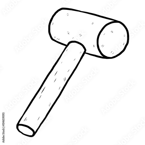 mallet hammer / cartoon vector and illustration, black and white, hand