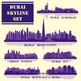 Fototapeta Miasta - Set of Dubai districts