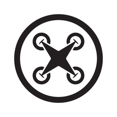 Wall Mural - flat black drone quadcopter web icon in circle on white backgrou