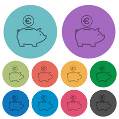 Canvas Print - Color euro piggy bank flat icons