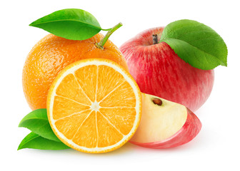 Wall Mural - Isolated apples and oranges