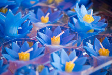Blue Artificial Flower Candle