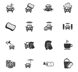 car wash service icon set