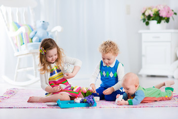 Wall Mural - Children playing toy tea party