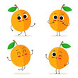 Apricot. Cute fruit character set isolated on white